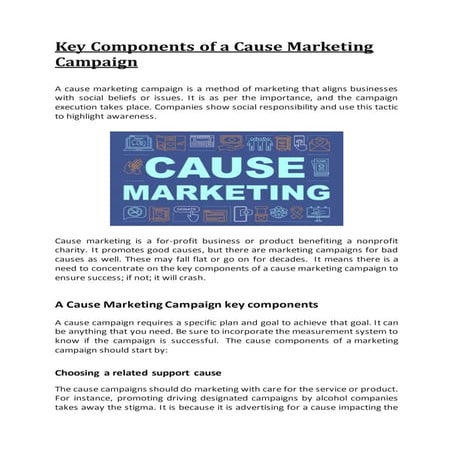 Key components of a cause marketing campaign