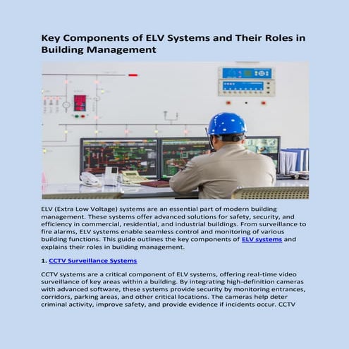 Key Components of ELV Systems and Their Roles in Building Management