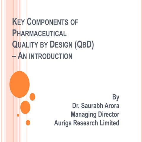 Key Components of Pharmaceutical QbD, an Introduction