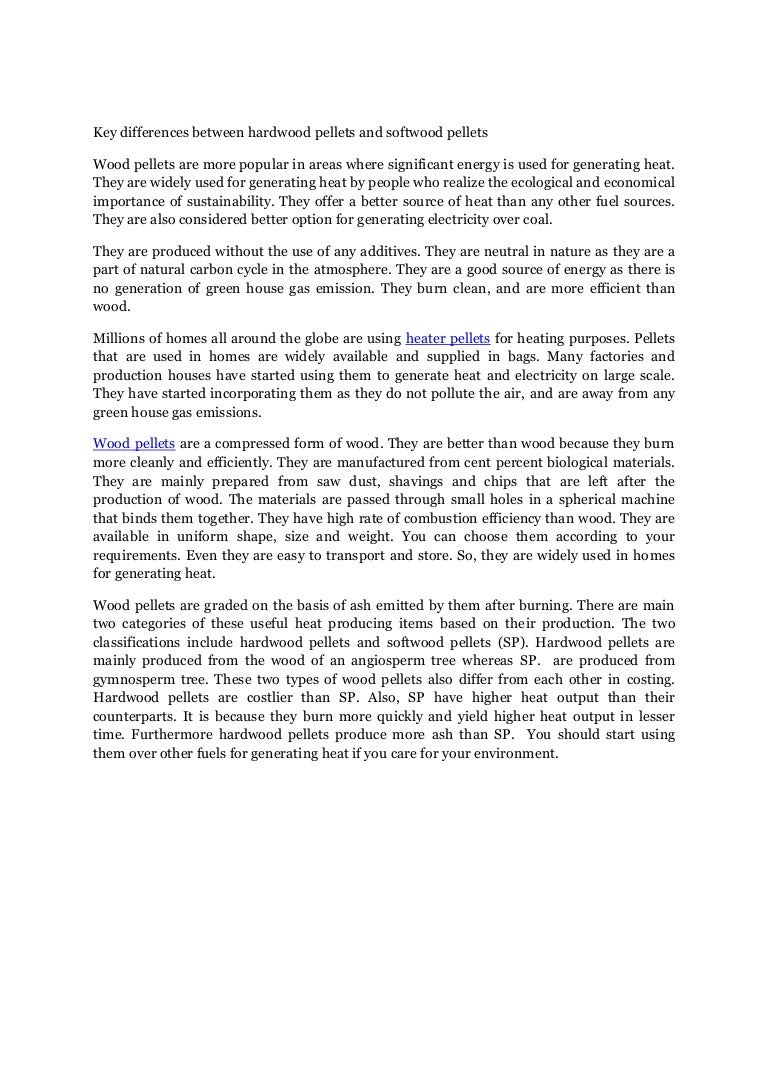 Key differences between hardwood pellets and softwood pellets