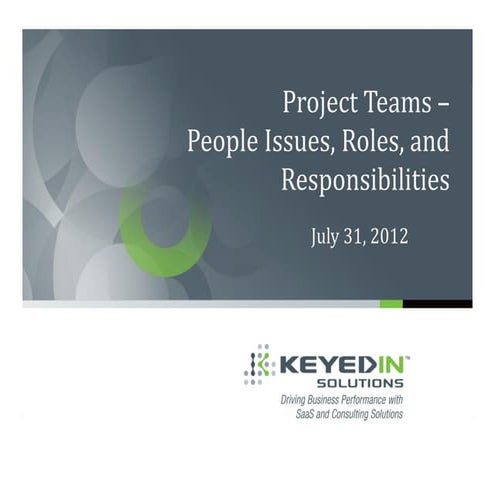 Project Teams - people issues, roles, and responsibilities