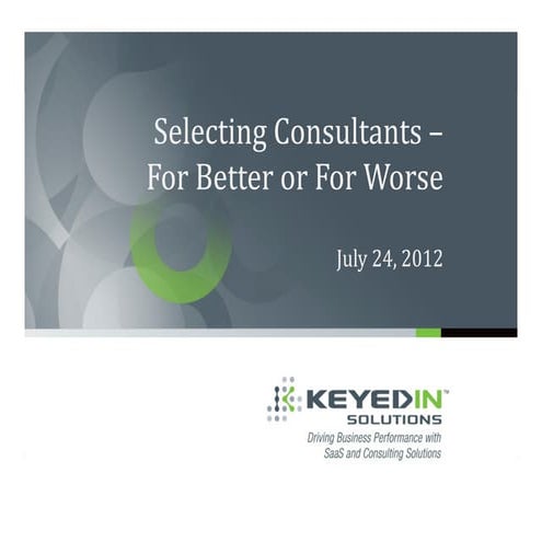 Selecting consultants - the process