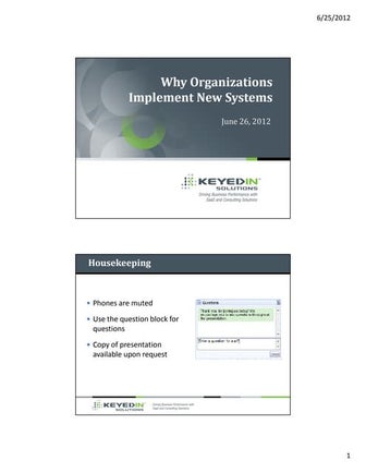 Why organizations implement new systems