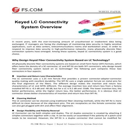 Keyed lc connectivity system overview