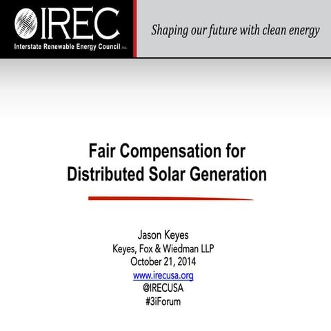 Fair Compensation for Distributed Solar Generation