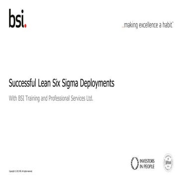 Key Facts Document - Successful Lean Six Sigma Deployments Supported By BSI
