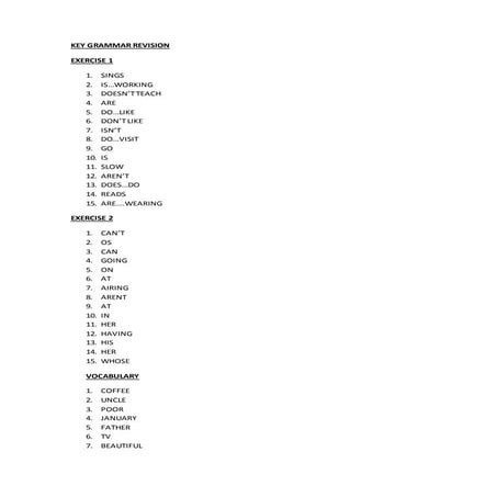 Key revision exercises | DOC