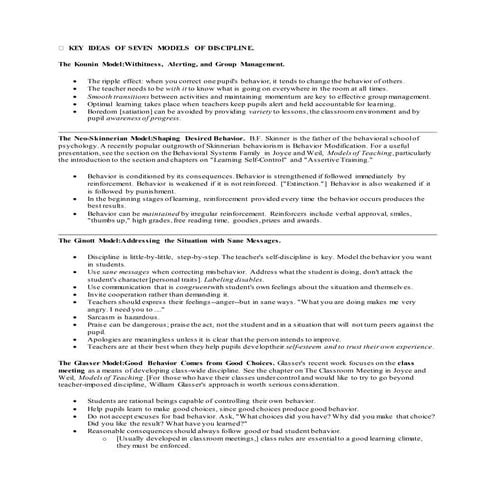 Keyideasofsevenmodelsofdiscipline