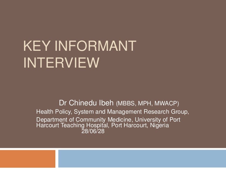 Key informant interview