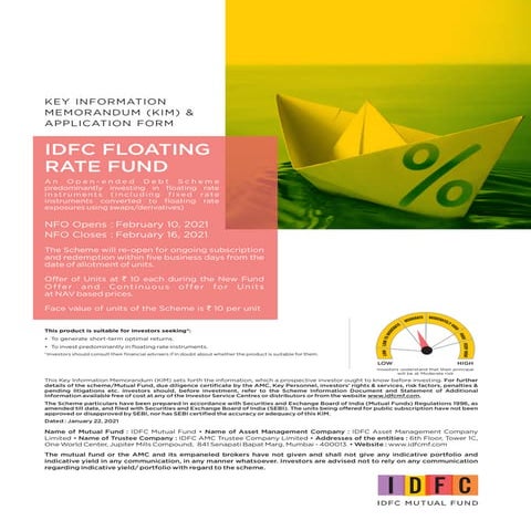 IDFC Floating Rate Fund_Key information memorandum