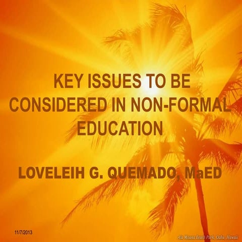 Key issues in non-formal education