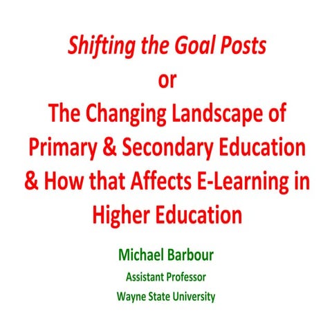 Second World Congress on e-Learning - Shifting the Goal Posts: The Changing L...