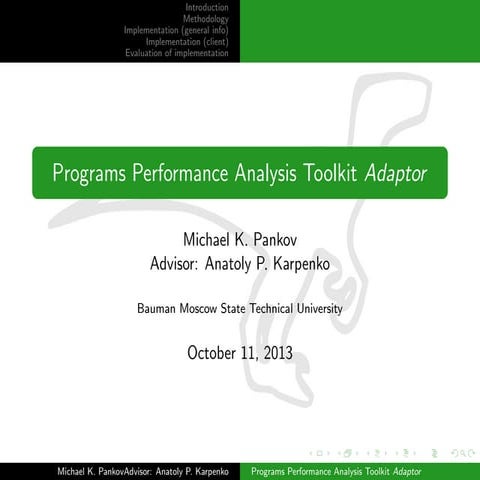 Program Performance Analysis Toolkit Adaptor