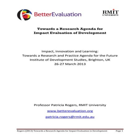 IDS Impact, Innovation and Learning Workshop March 2013: Day 2, Keynote 2 Pat...