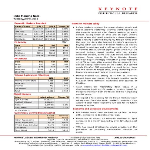 Keynote capitals india morning note july 5-'11