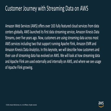 Keynote: Customer Journey with Streaming Data on AWS - Rahul Pathak, AWS
