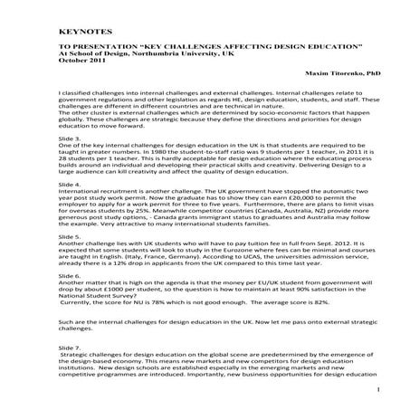 Key challenges affectingdesign_ education - keynotes