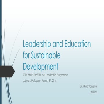 Keynote 4: Leadership and Education for Sustainable Development, Philip Vaughter