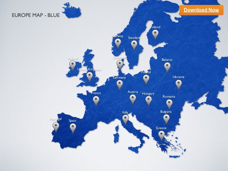 keynote template europe map blue