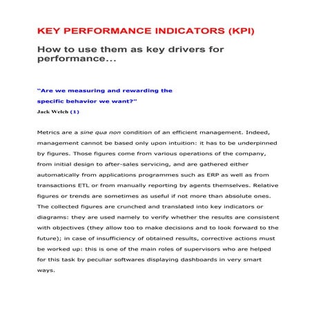 Key Performance Indicators