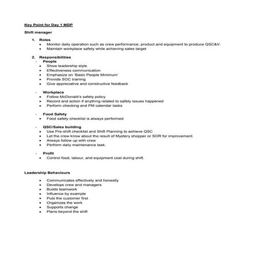 Key point for day 1 mdp | DOCX