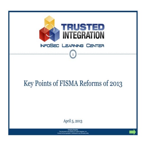 Key Points of FISMA Reforms of 2013