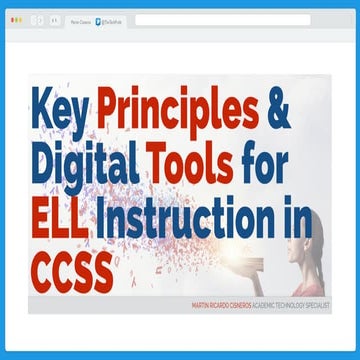 Key Principles, Strategies, & Digital Tools for ELL Instruction in CCSS 2016