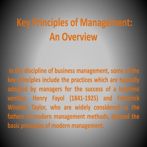 Key principles of management an overview