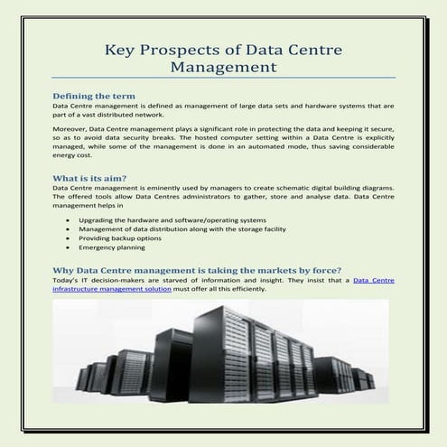 Key Prospects of Data Centre Management