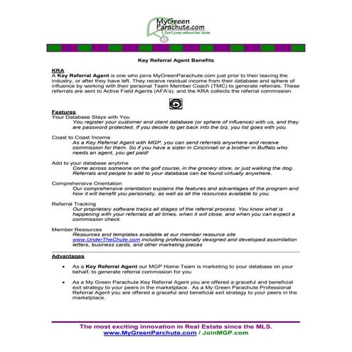 Key referral agent  benefits