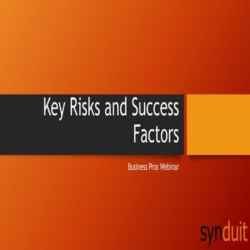 Small Business Risks and Success Factors