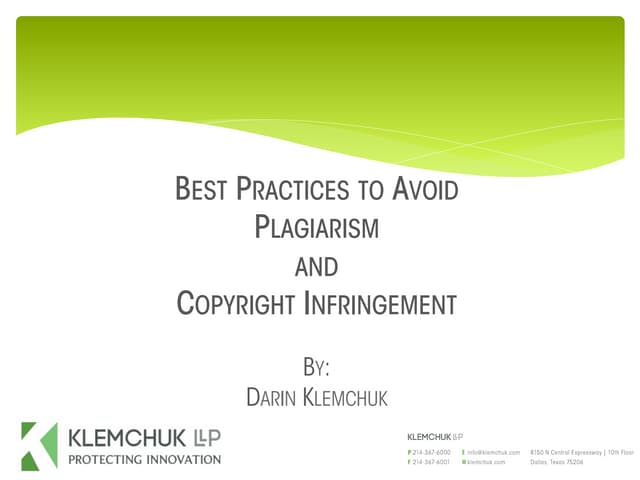 Keys to Avoiding Plagiarism