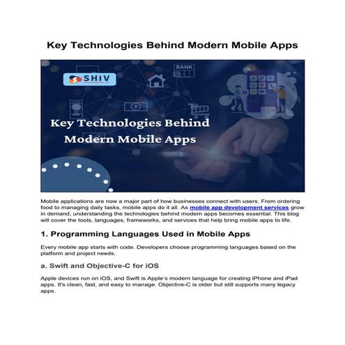 A Comprehensive Guide to Key Technologies in Mobile Apps