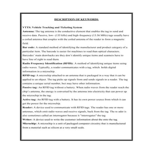 Keywords Explanation To Rfid Project  Annexure