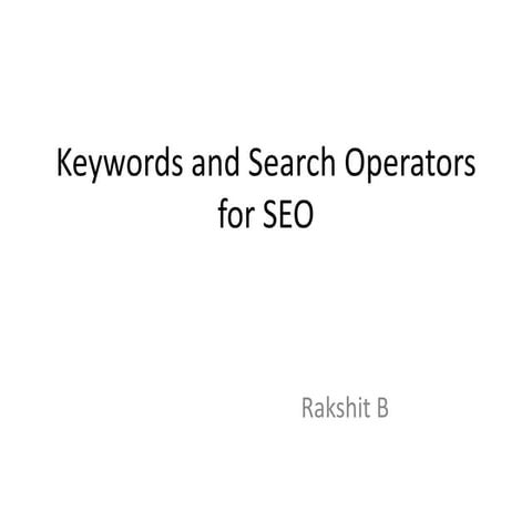 Keywords and search operators for seo
