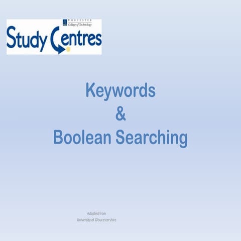 Keywords & boolean searching | PPT