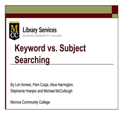 Keyword vs Subject Searching