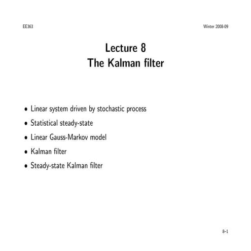 Course note presentation on Kalman filtering