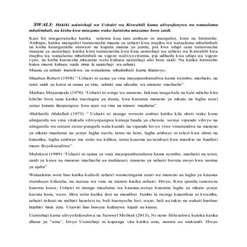 USHAIRI WA KISWAHILI | DOCX