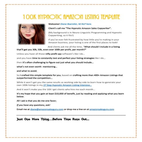 $100k Amazon Product Optimization Listing Template