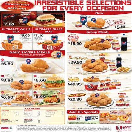 Singapore KFC Delivery Menu PDF