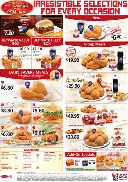 Singapore KFC Delivery Menu PDF Singapore KFC Delivery Menu PDF