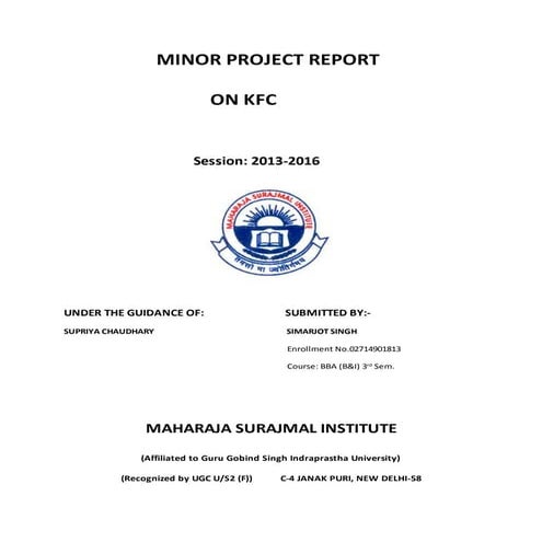 MINOR PROJECT REPORT ON KFC