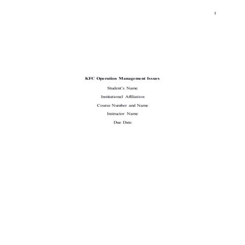 KFC Operation Management Issues.docx