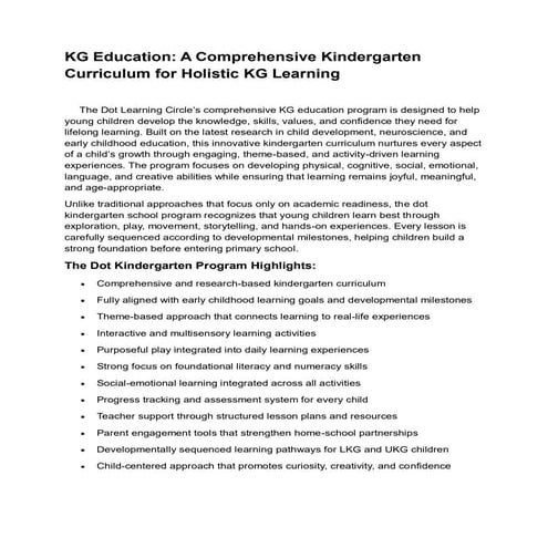 The Dot Phonics Learning for Kindergarten | PDF