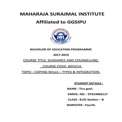 COPING SKILLS – TYPES & INTEGRATION