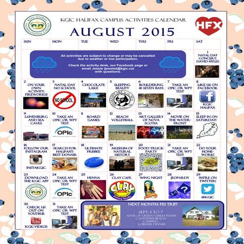 KGIC Halifax - August 2015 Activities 