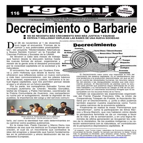 Kgosni 116 decrecimiento o barbarie
