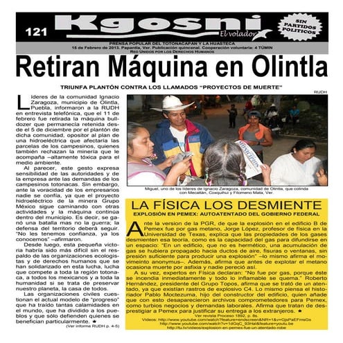 Kgosni 121 retiran máquina en olintla