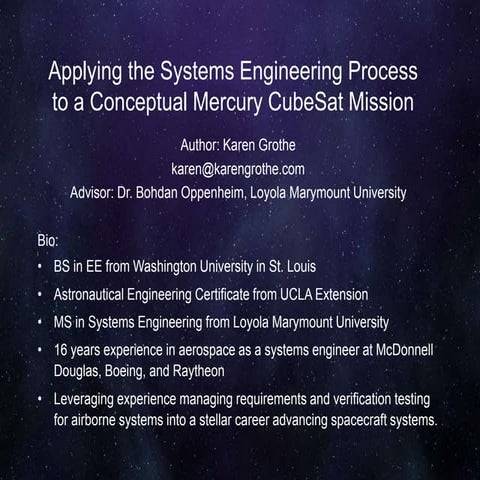 Mercury CubeSat Presentation for ASAT2016